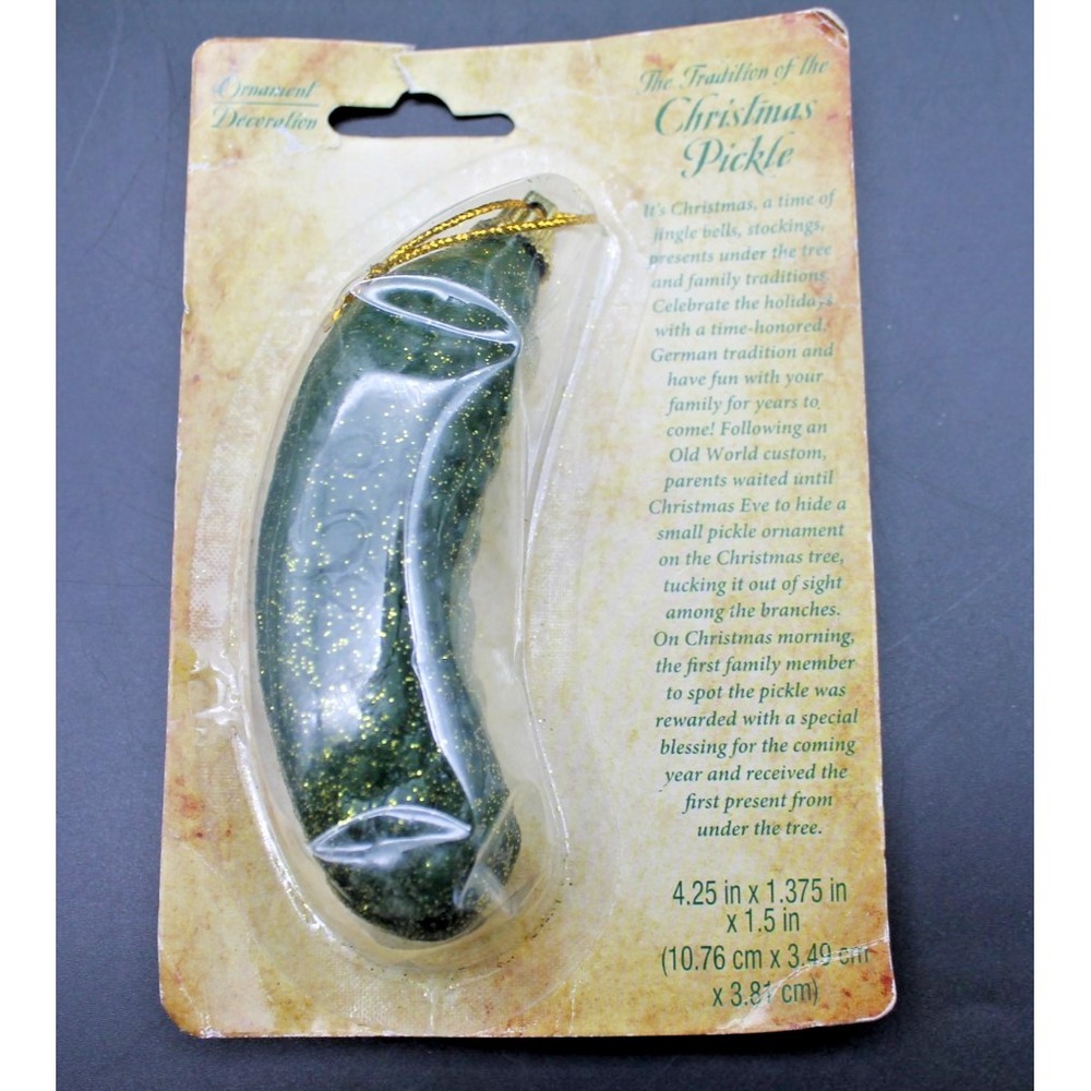 NIP Christmas Pickle Ornament Glitter 4.25" German Tradition Greenbrier USA